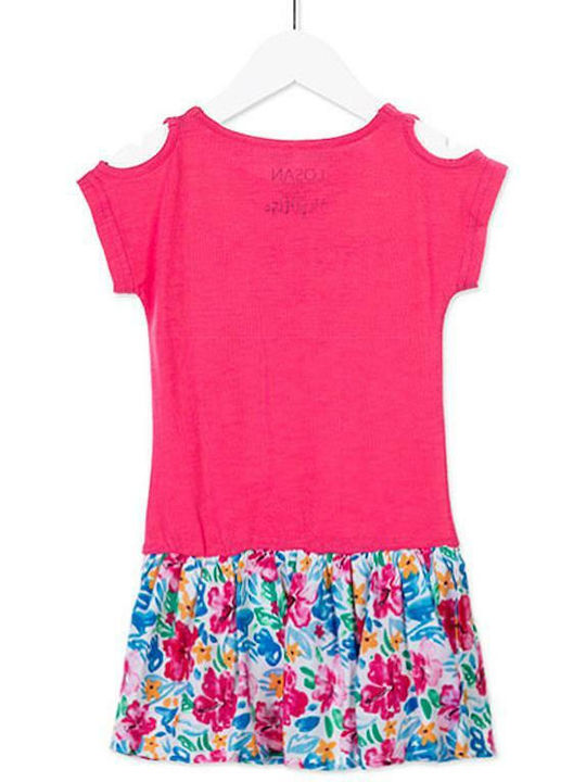 Losan Short Sleeve Dress In Single Jersey Kids Dress Short Sleeve Fuchsia