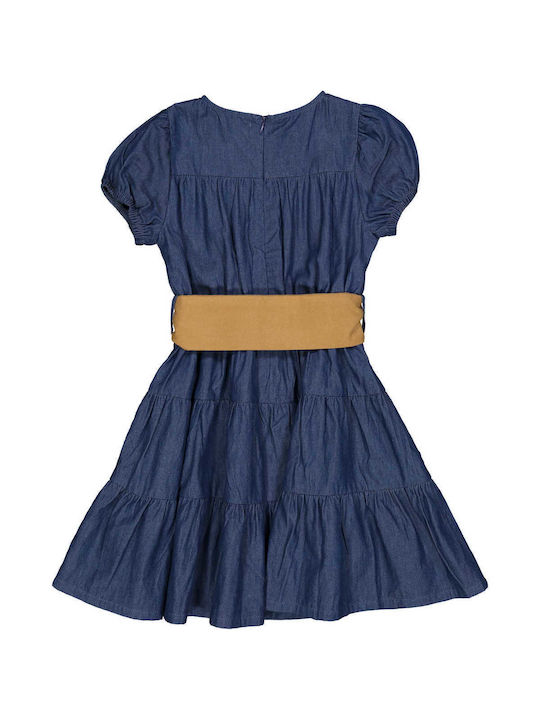 Birba Trybeyond Mädchen Kleid Set mit Zubehör Denim Kurzärmelig Blau