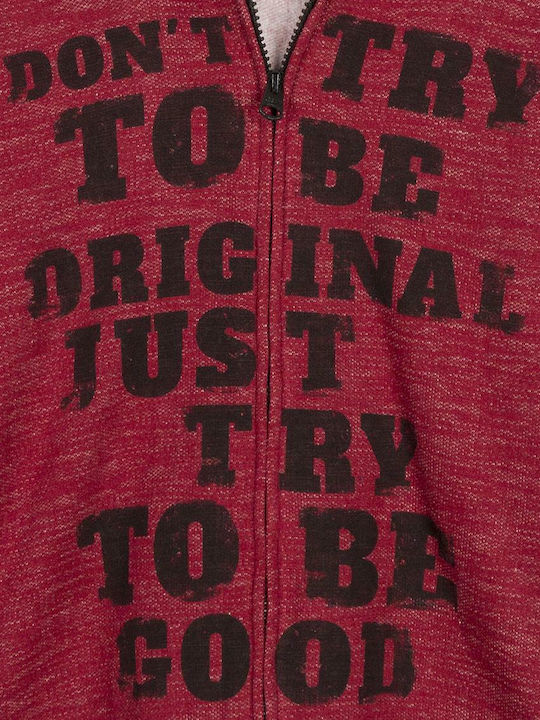 Kids Sweatshirt Cardigan Fleece with Hood Red