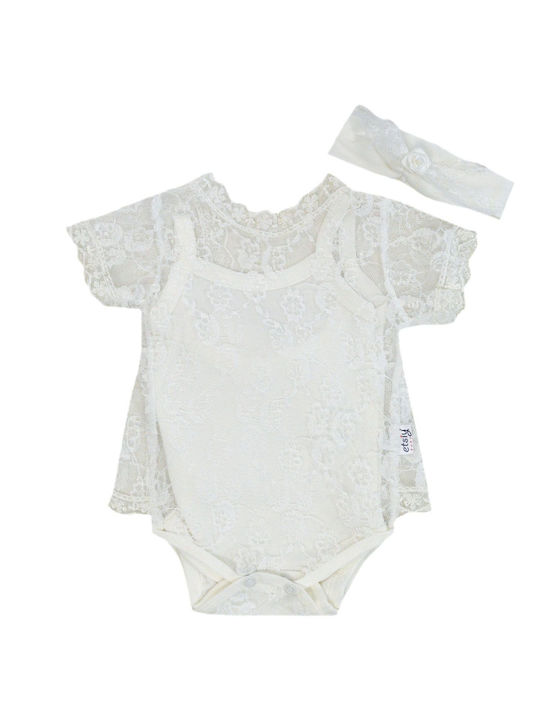 Extan Bebe Baby Bodysuit Set Short-Sleeved Ecru