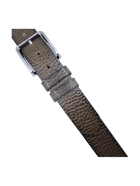 Wide Men's Belt Leather Khaki