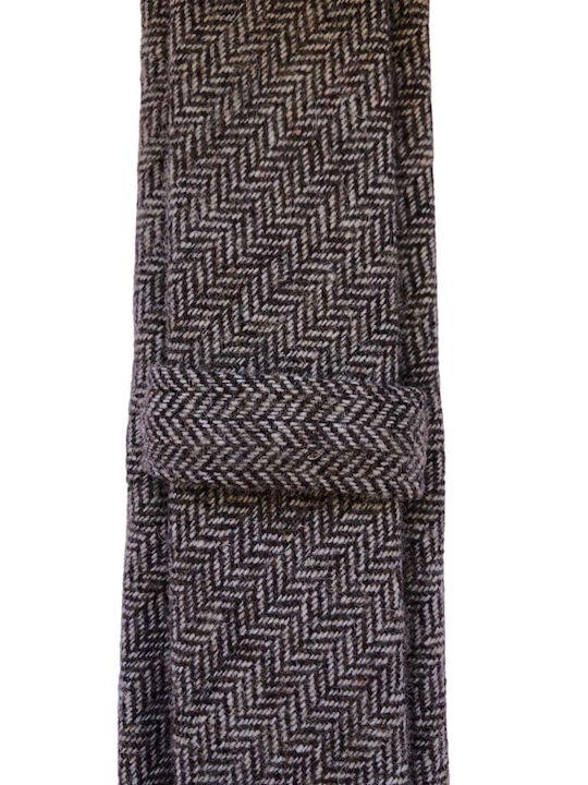Wool Men's Tie Knitted Printed Brown