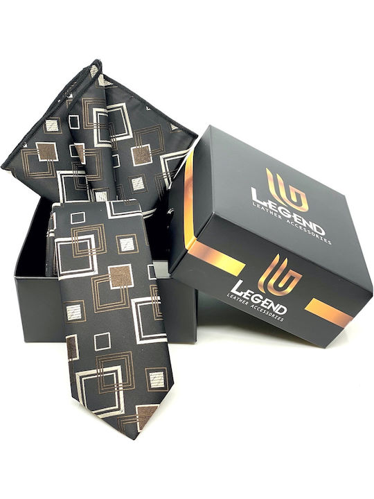 Legend Accessories Synthetic Men's Tie Set Printed Brown