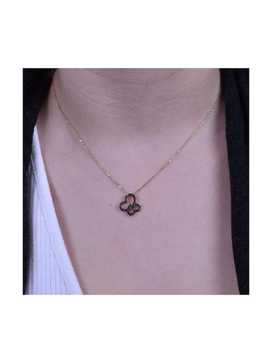 Necklace with design Heart from Gold 14K with Zircon