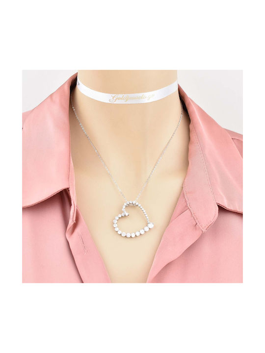 Necklace with design Heart from Silver with Zircon