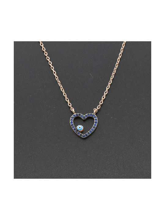 Necklace with design Heart from Pink Gold Plated Silver