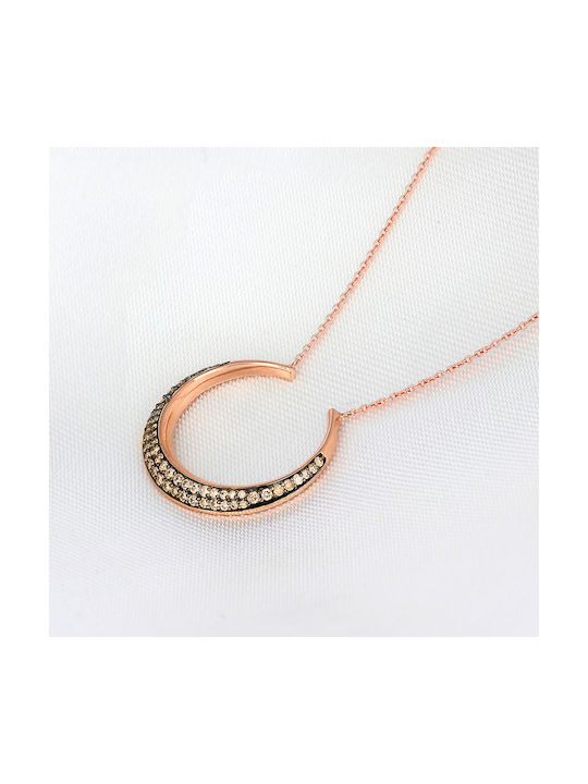 Necklace with Pink Gold Plating with Diamond