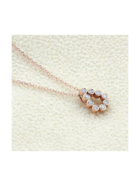 Necklace with design Tear with Pink Gold Plating with Diamond