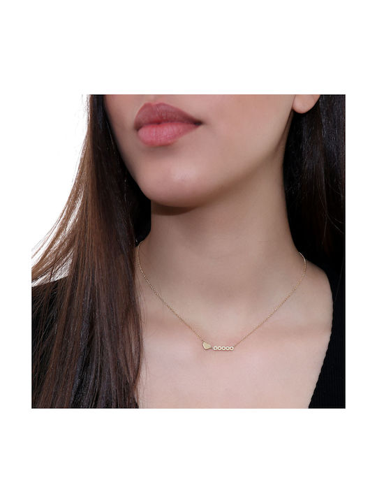 Necklace Double with design Heart from Gold 14K