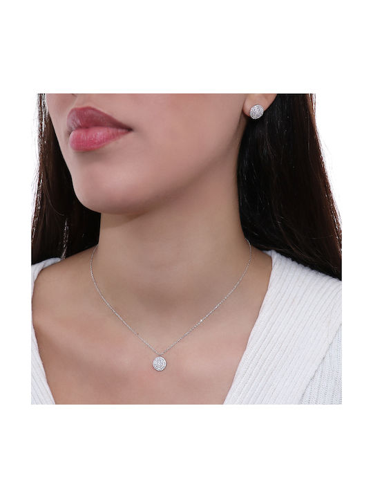 Necklace from White Gold 14K with Zircon