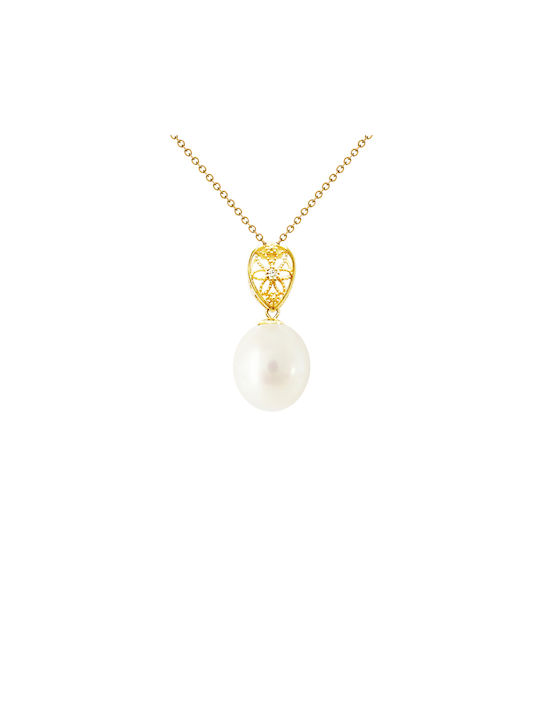 Charm from White Gold 18k with Pearls