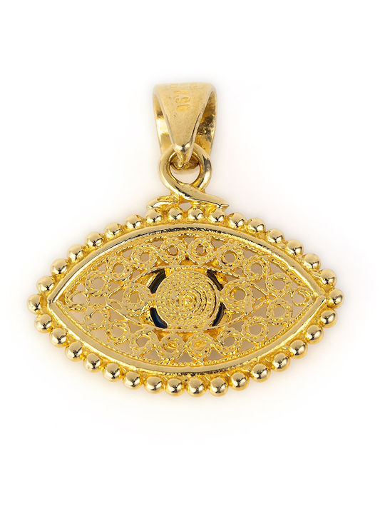 George Art Jewels Κολιέ Βυζαντινό Φυλαχτό Ματάκι από Χρυσό 14Κ