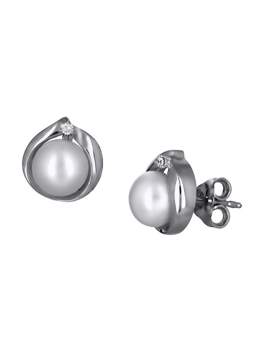 Earrings made of Platinum with Diamond & Pearls