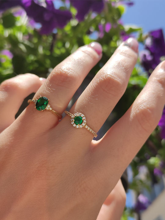 Roloi Kaliamanis Femeie Inel cu Zirconiu din Aur 14K