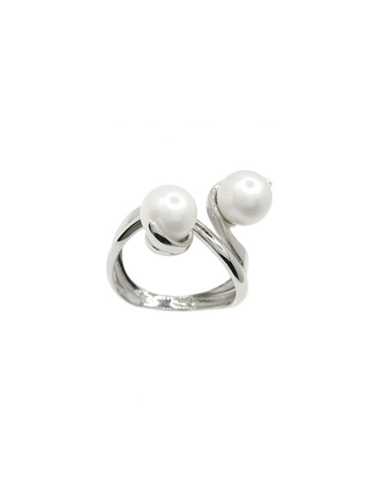 Women's White Gold Ring with Pearl 14K