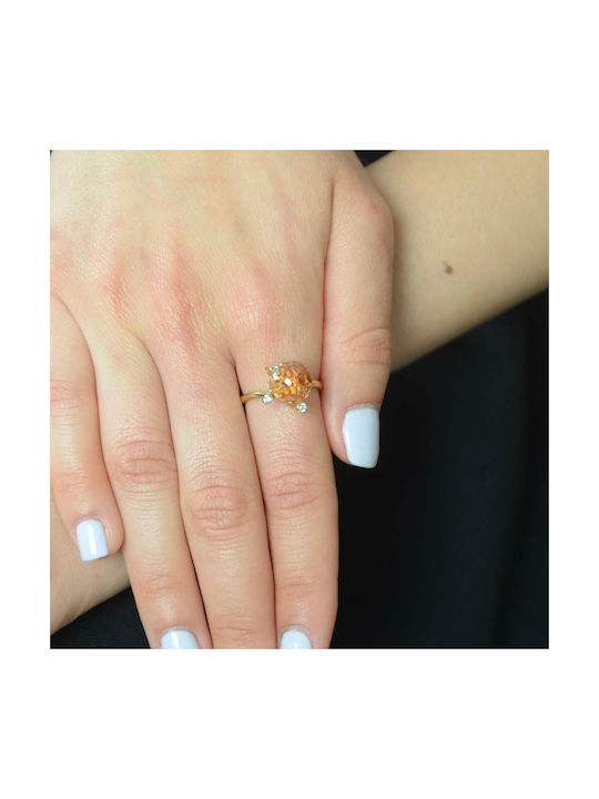 Women's Gold Ring with Zircon 14K