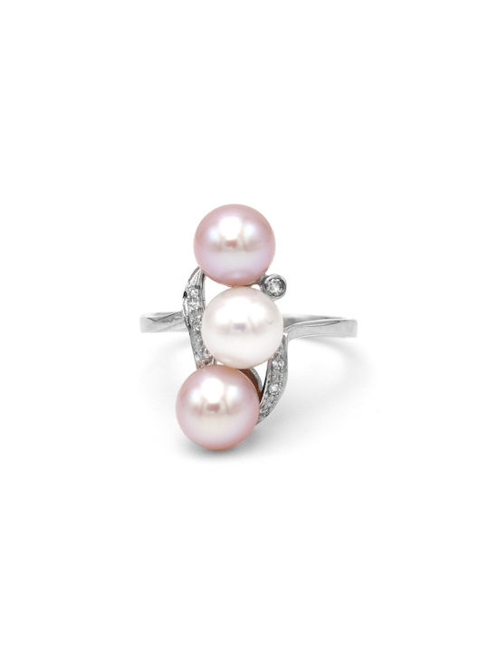 Women's White Gold Ring with Pearl 18K