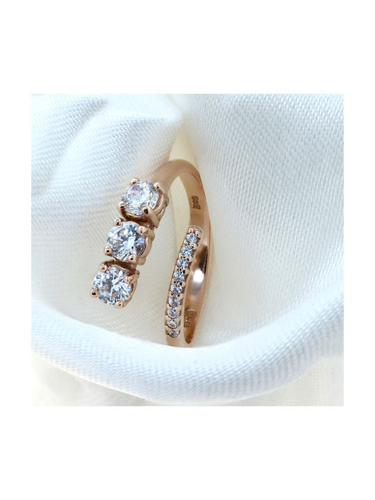 Women's Ring with Zircon from Rose Gold 14K