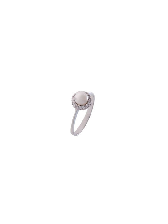 Women's Ring with Pearls from White Gold 14K