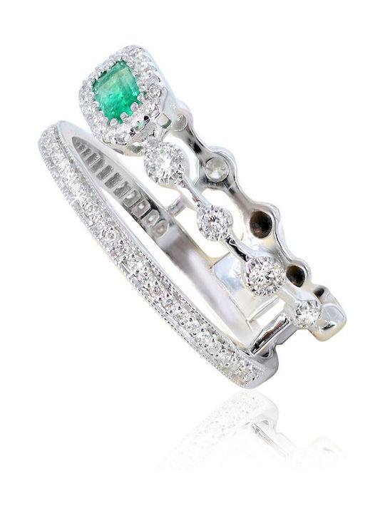 Women's White Gold Ring with Diamond 18K