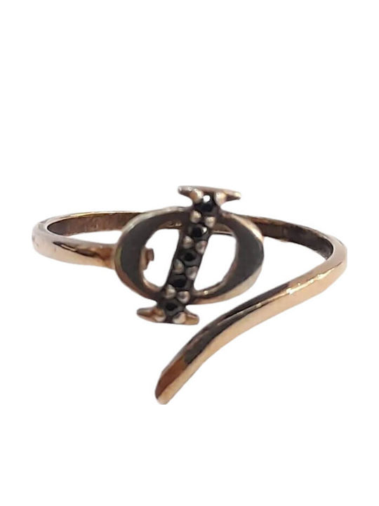 One Jewellery Γυναικείο Σεβαλιέ Δαχτυλίδι από Ασήμι Επιχρυσωμένο