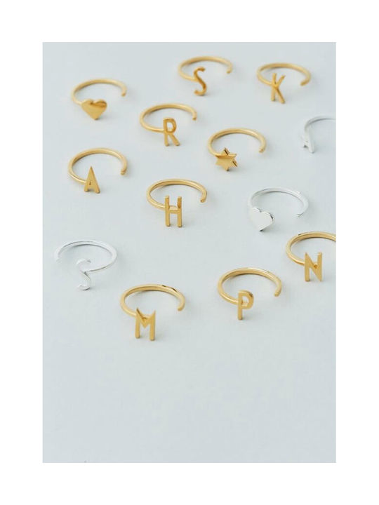 Design Letters ''y'' Γυναικείο Δαχτυλίδι από Ασήμι Επιχρυσωμένο
