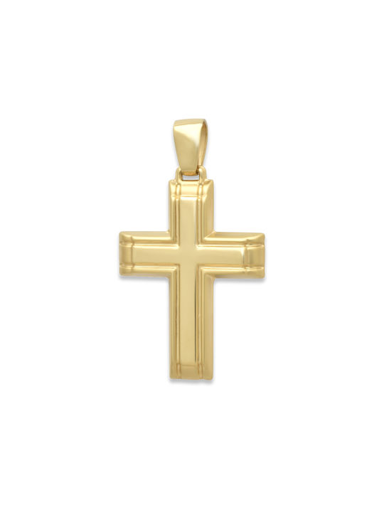 Herren Gold Kreuz 14K Beidseitig mit dem Gekreuzigten