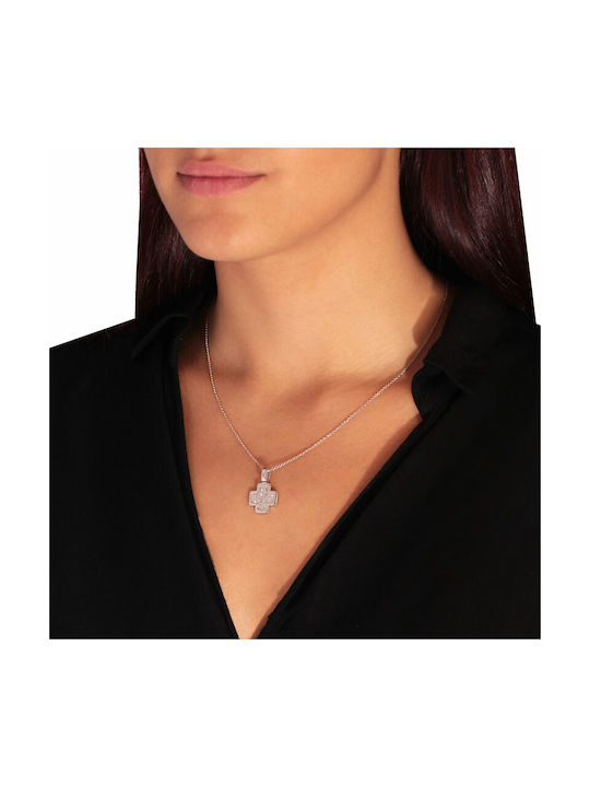 Women's White Gold Cross 18K