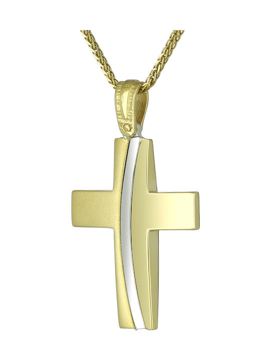 Herren Gold Kreuz 14K Beidseitig mit dem Gekreuzigten