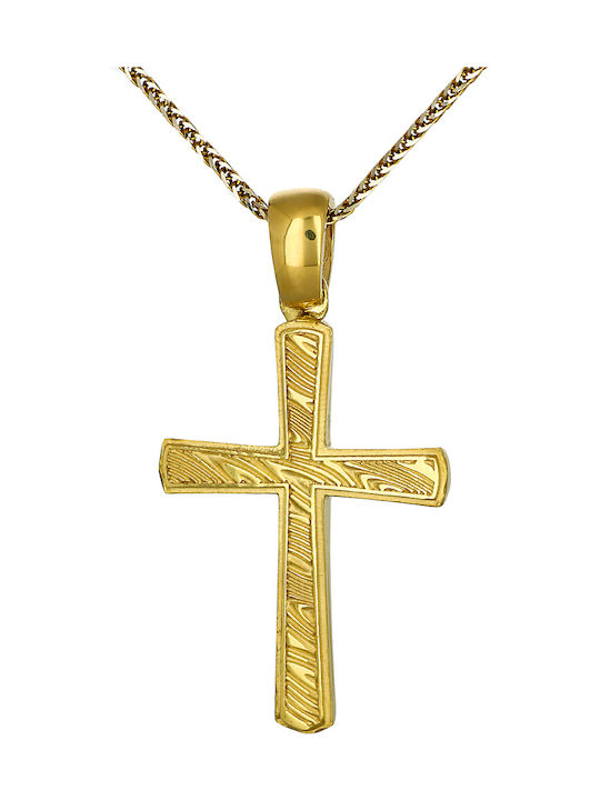 Men's Gold Cross 14K Double Sided