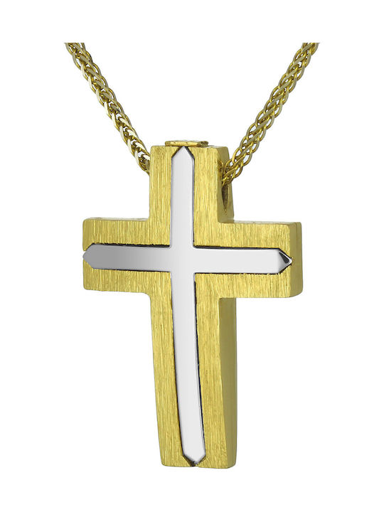 Men's Gold Cross 14K Double Sided