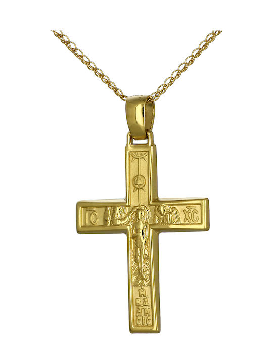 Herren Gold Kreuz 14K Beidseitig