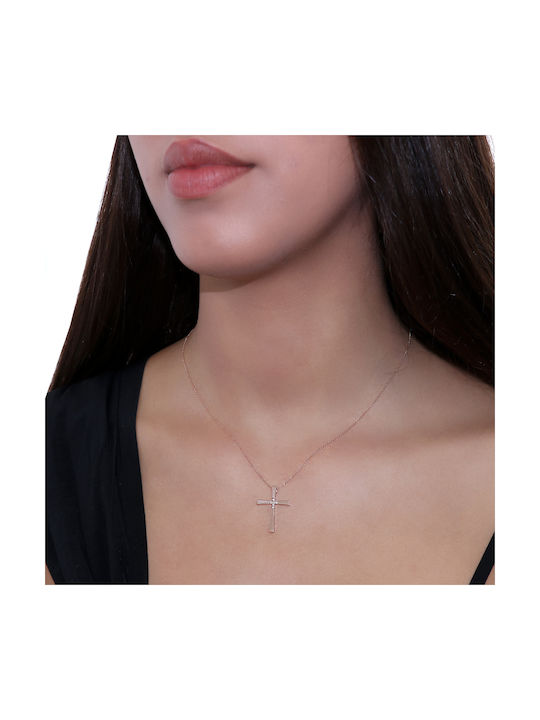 Roségold Kreuz 14K mit Kette