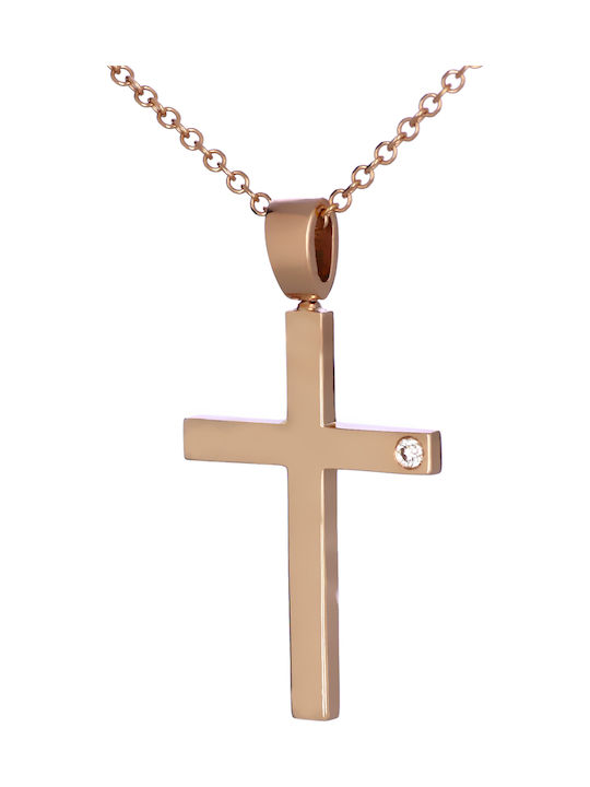 Rose Gold Cross 14K Double Sided