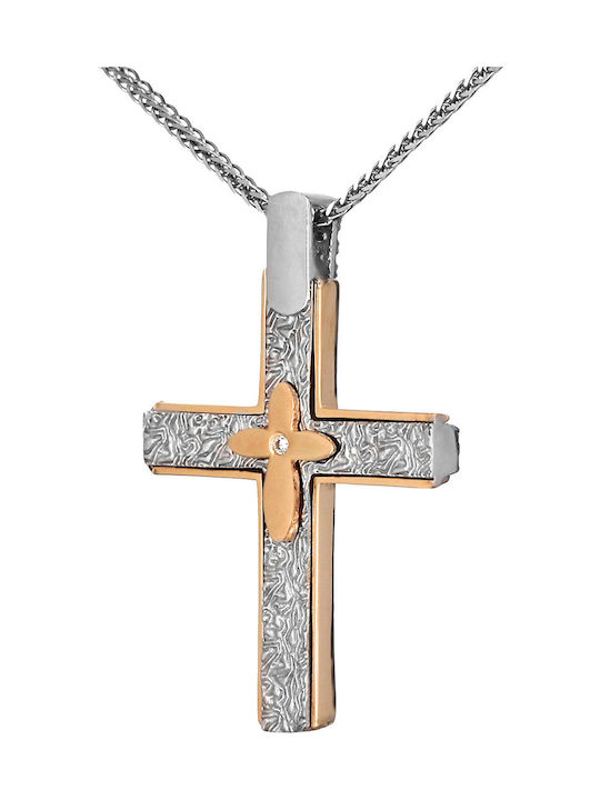 Women's Rose Gold Cross 14K Double Sided