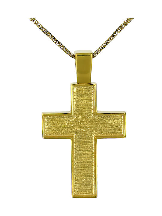 Men's Gold Cross 9K Double Sided