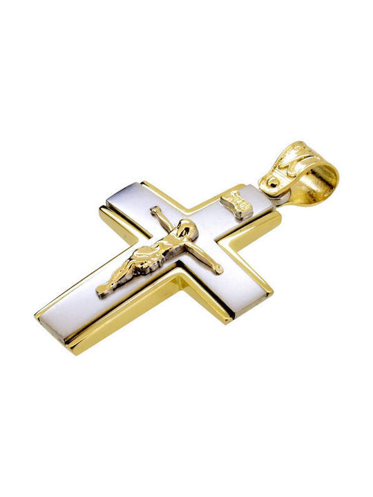 Herren Gold Kreuz 14K mit dem Gekreuzigten mit Kette