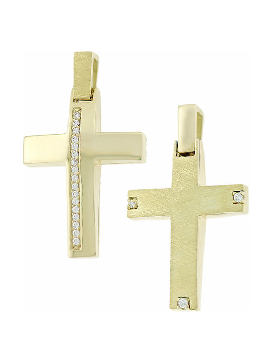 Gold Kreuz 14K Beidseitig