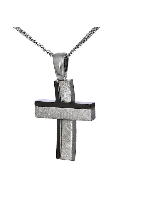 Herren Weißgold Kreuz 14K Beidseitig