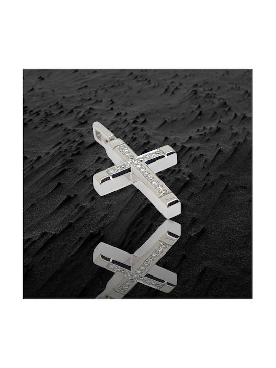 Mentzos White Gold Cross 18K Code