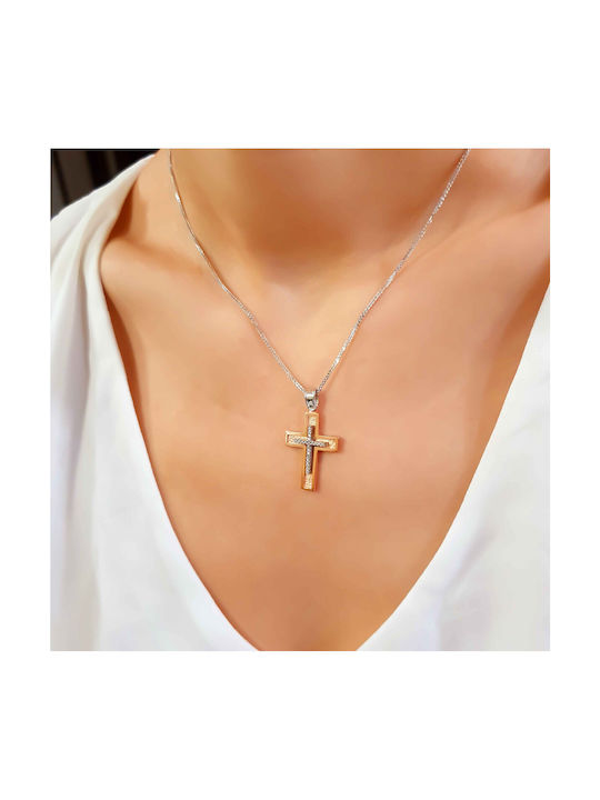 Katsigiannis Women's White Gold Cross 14K with Chain