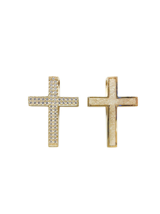 Daskalakis Women's Gold Cross 14K Double Sided