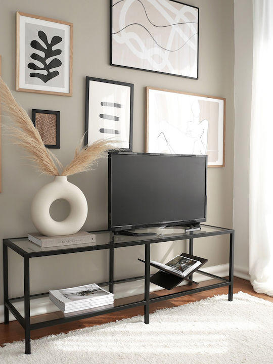 TV-Ständer Basic aus Metall & Glas Schwarz M130xT45xH45cm