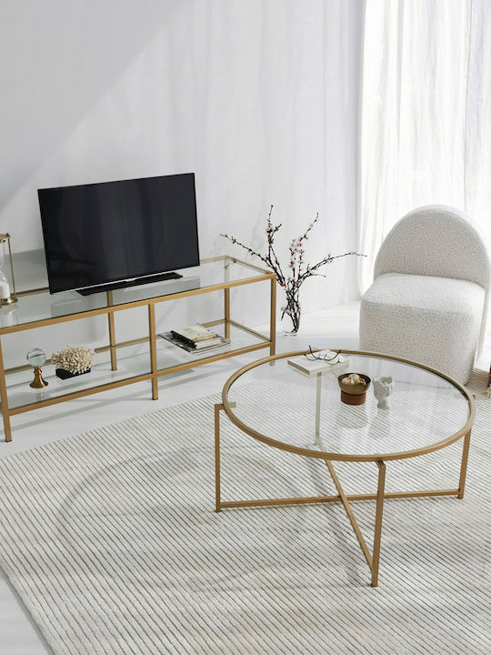 TV-Ständer Basic aus Metall & Glas Gold M130xT45xH45cm