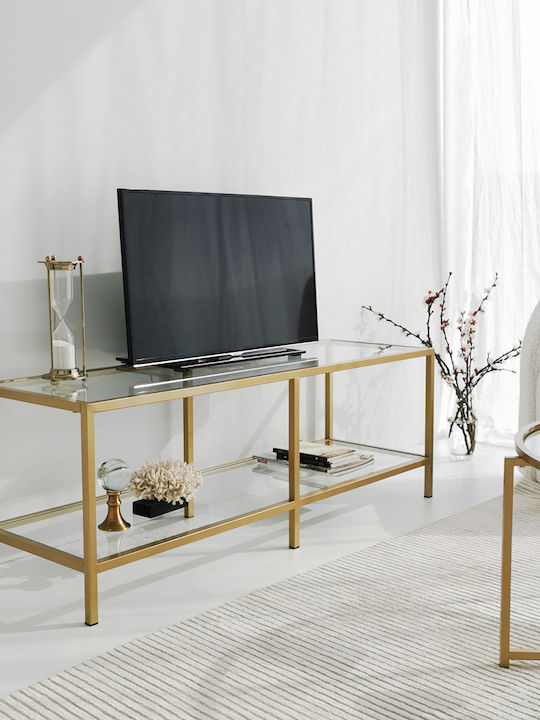 TV-Ständer Basic aus Metall & Glas Gold M130xT45xH45cm