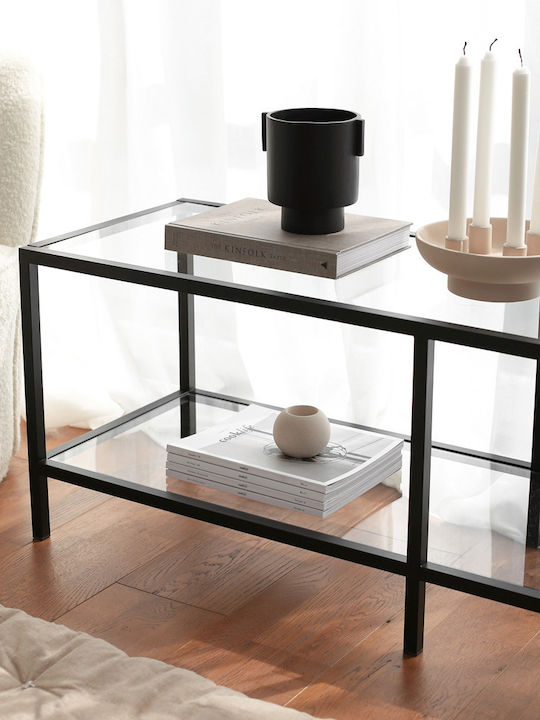 TV-Ständer Basic aus Metall & Glas Schwarz M130xT45xH45cm