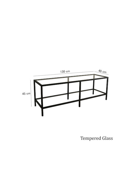 TV-Ständer Basic aus Metall & Glas Schwarz M130xT45xH45cm