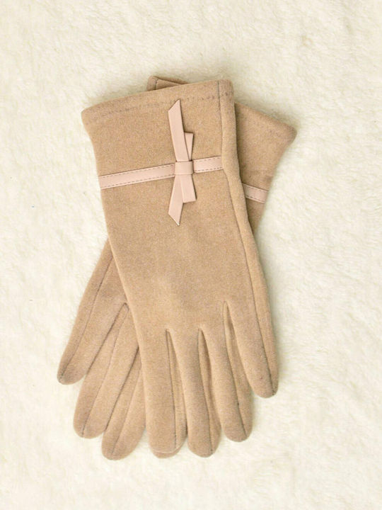 Women's Leather Touch Gloves Beige