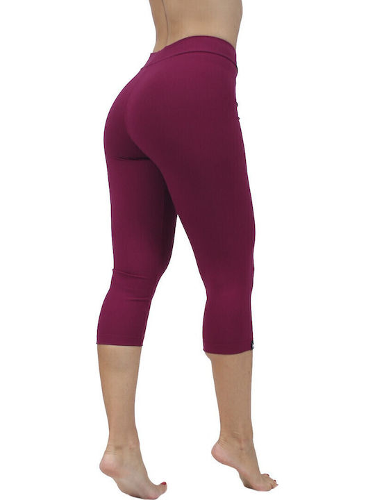 Women's Capri Training Legging Push Up Burgundy