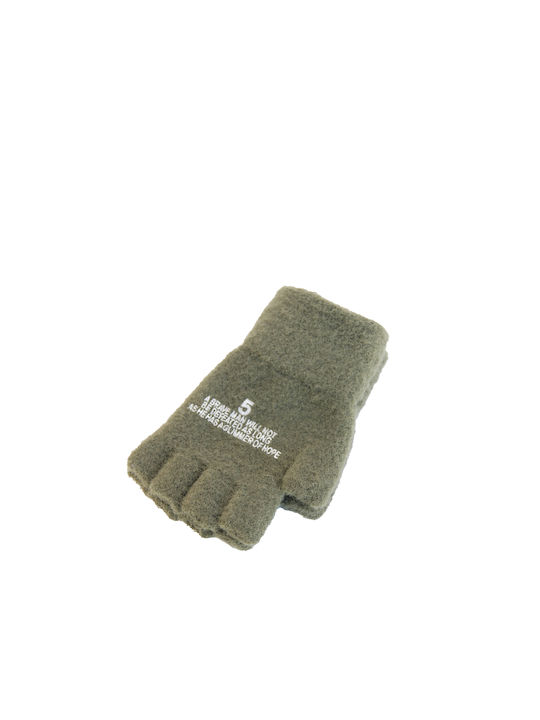 Vamore Χακί Πλεκτά Γάντια με Κομμένα Δάχτυλα
